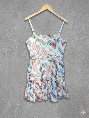 Willa Story Maura Dress Embroidered Linen White Multi-Color Size L NWT